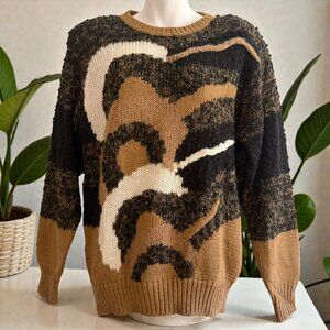 Vintage 80's/90's Joyce Abstract Animal Print Sweater | Earth Tones | Size M